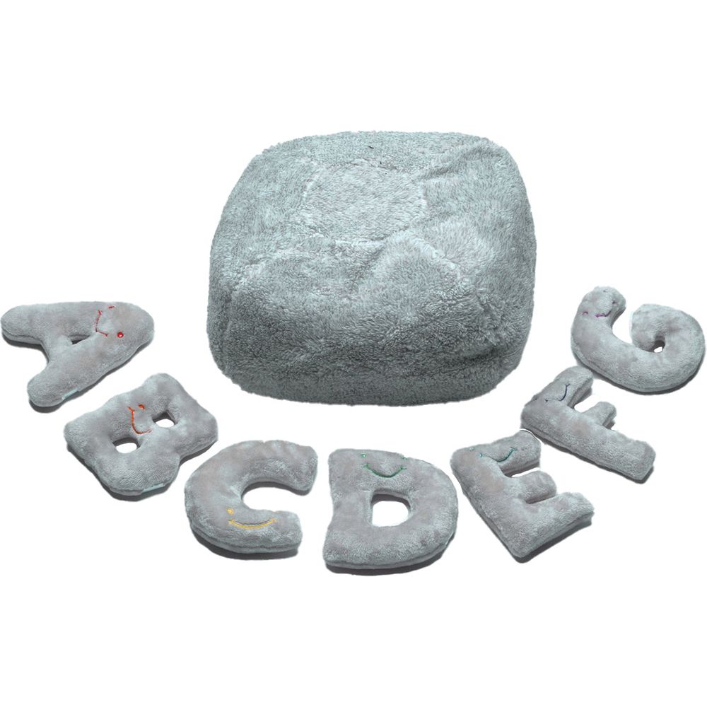 Alphabet Plush Mini Set - Dove Grey Letters with Light Grey Bag