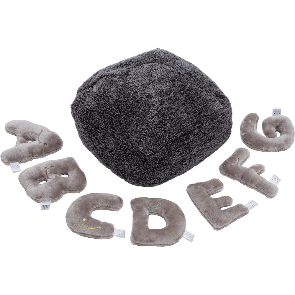 Alphabet Plush Mini Set - Rhino Grey Letters with Dark Grey Bag
