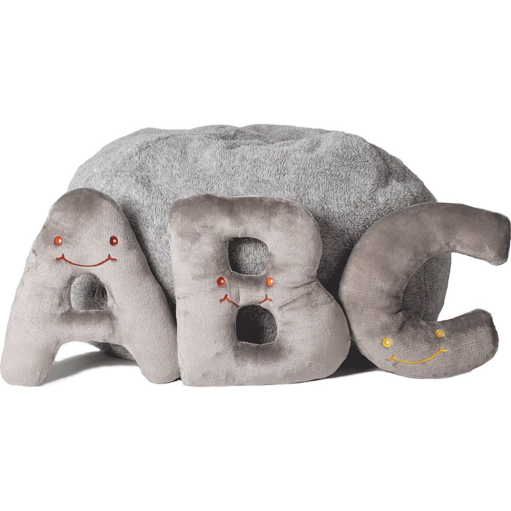 Alphabet Plush Set - Rhino Grey Letters with Light Grey Bag