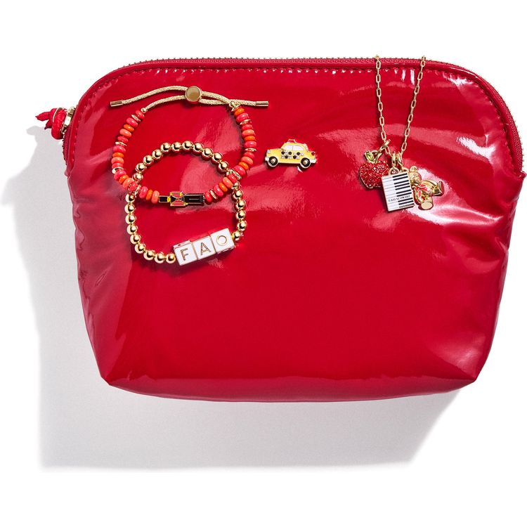 FAO Schwarz Red Pouch with Jewelry Set