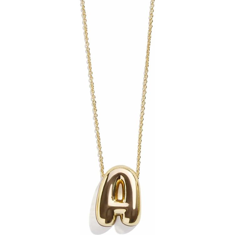 Gold Bubble Initial Necklace - A