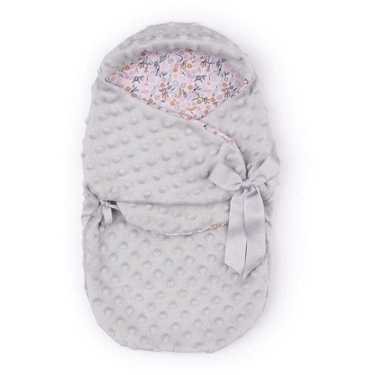 My FAO Doll Swaddle - Grey Dots & Flowers