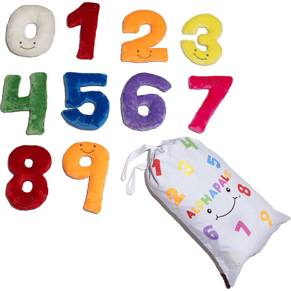 Numbers Plush Set - Rainbow Numbers with White Drawstring Bag