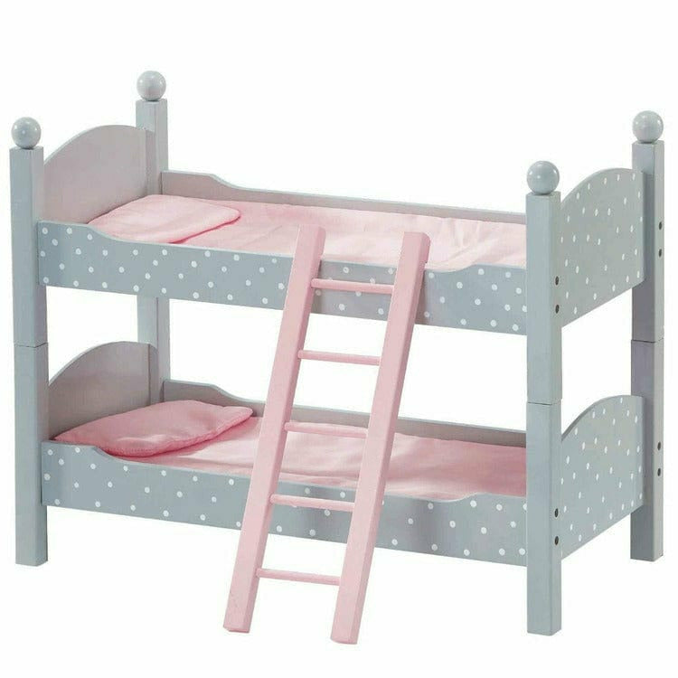 Polka Dots Princess Double Bunk Bed for 18" Dolls - Gray