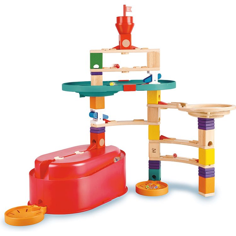 Quadrilla Stack Track Bucket Set Wooden Marble Run Blocks
