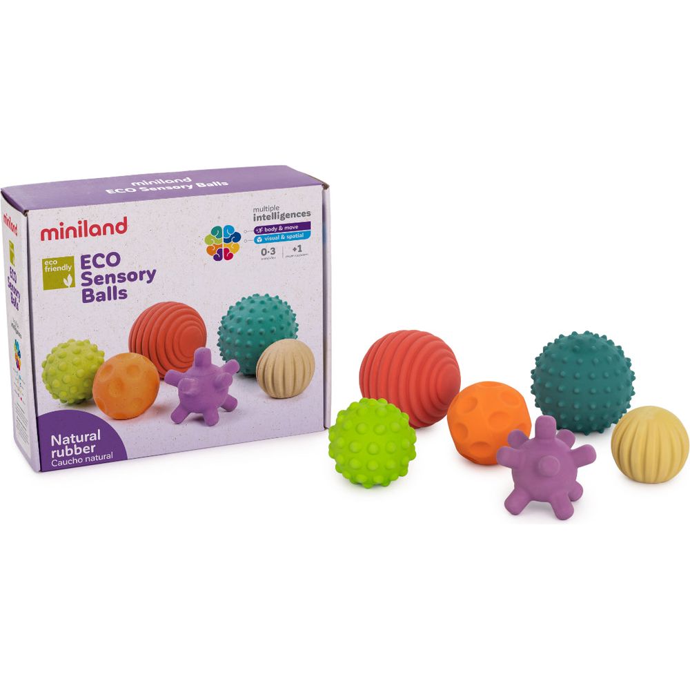 Set of 6 Natural Rubber Sensory Balls