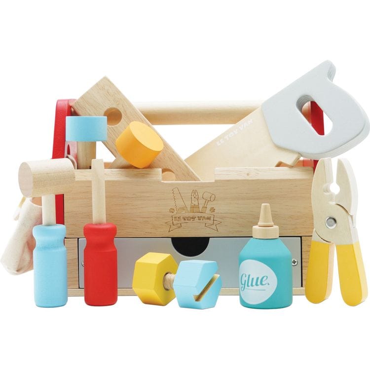 Tool Box & Wooden Tools with 11 Accessories